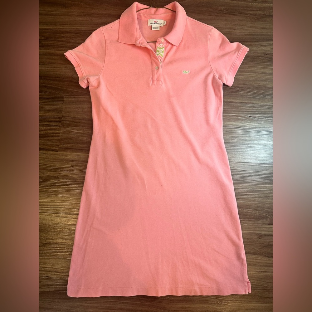 Vineyard Vines Pink Polo Dress XS Stretch Cotton Whale Logo Mini Dress